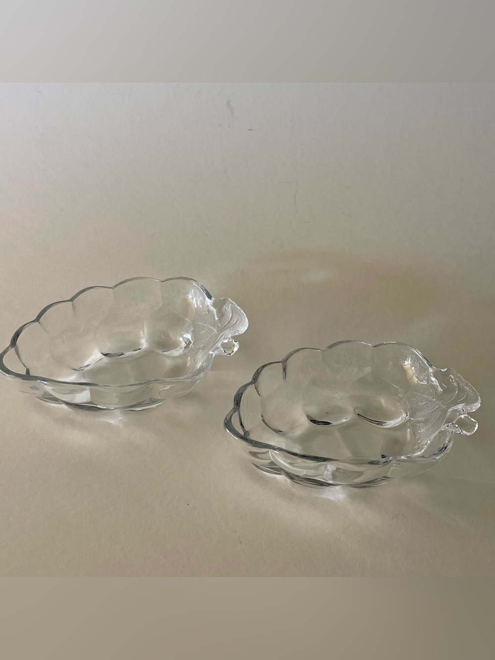 Vintage 5” Crystal grapes small charcuterie fruit serving clear dishes set of 2